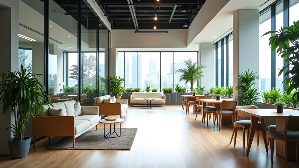 Workplace with flexible seating arrangements